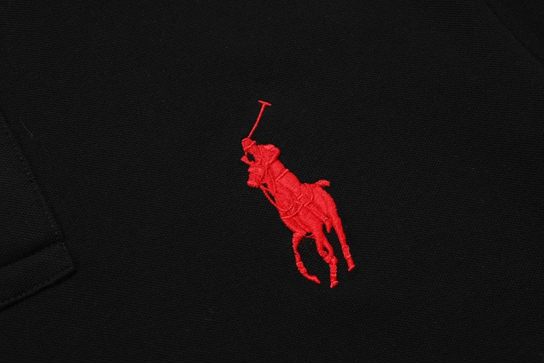 🅿️190 RALPH LAUREN 2025 new style classic polo embroidered little bee logo, same style for men and women, casual polo shirt ·Customized pique cotton fabric ·Imported Tajima machine embroidery technology ·Collar label, hangtag, main mark and three complete labels Color: black Size: M-XXXL